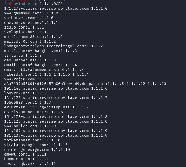 hfinder | 借助 Robtex 和 BGP.HE识别IP对应域名 
